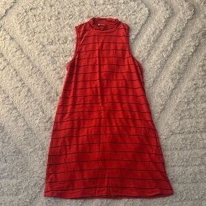 Red Sleeveless Striped Dress